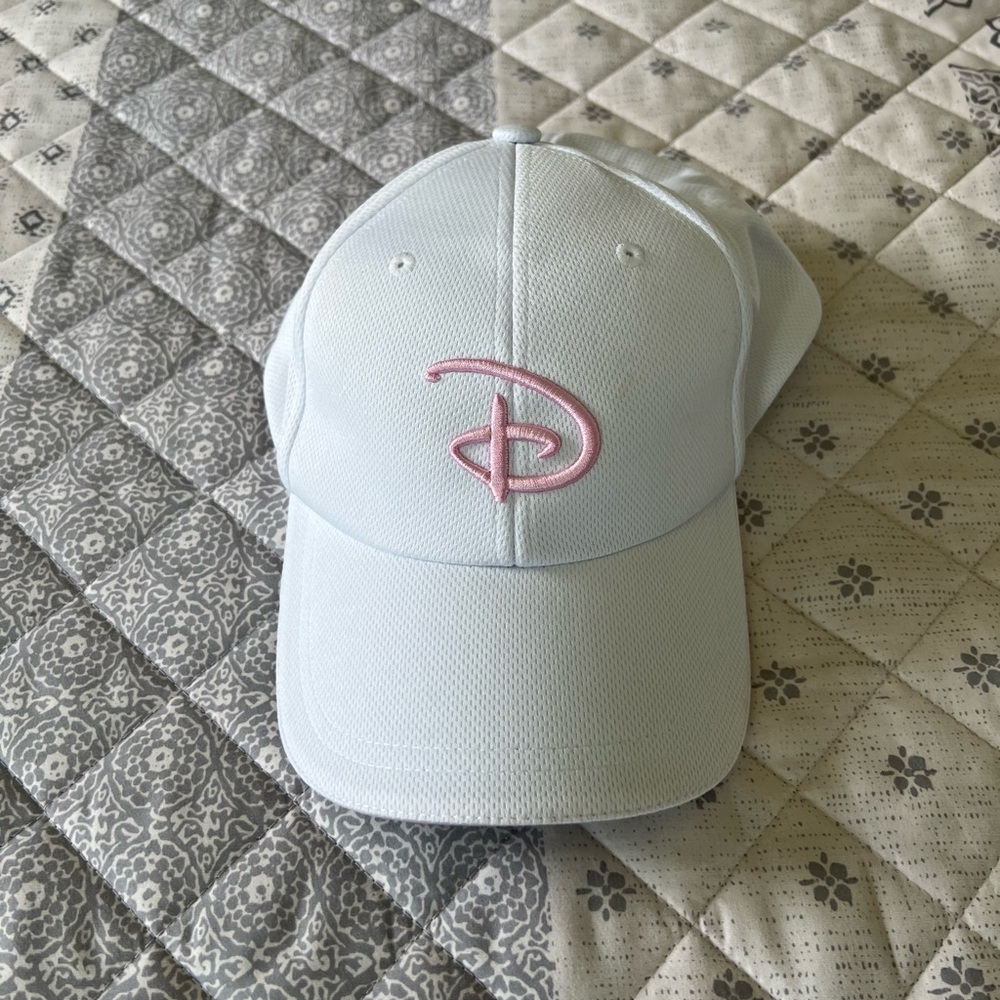 Disney Parks D logo baseball cap white & soft baby pink Size OSFM Adult